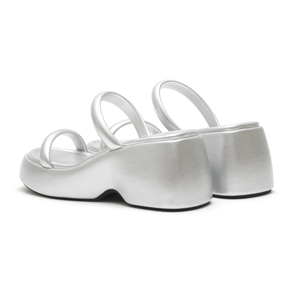 One-Strap Comfy Thick Sole Slide Sandals Silver