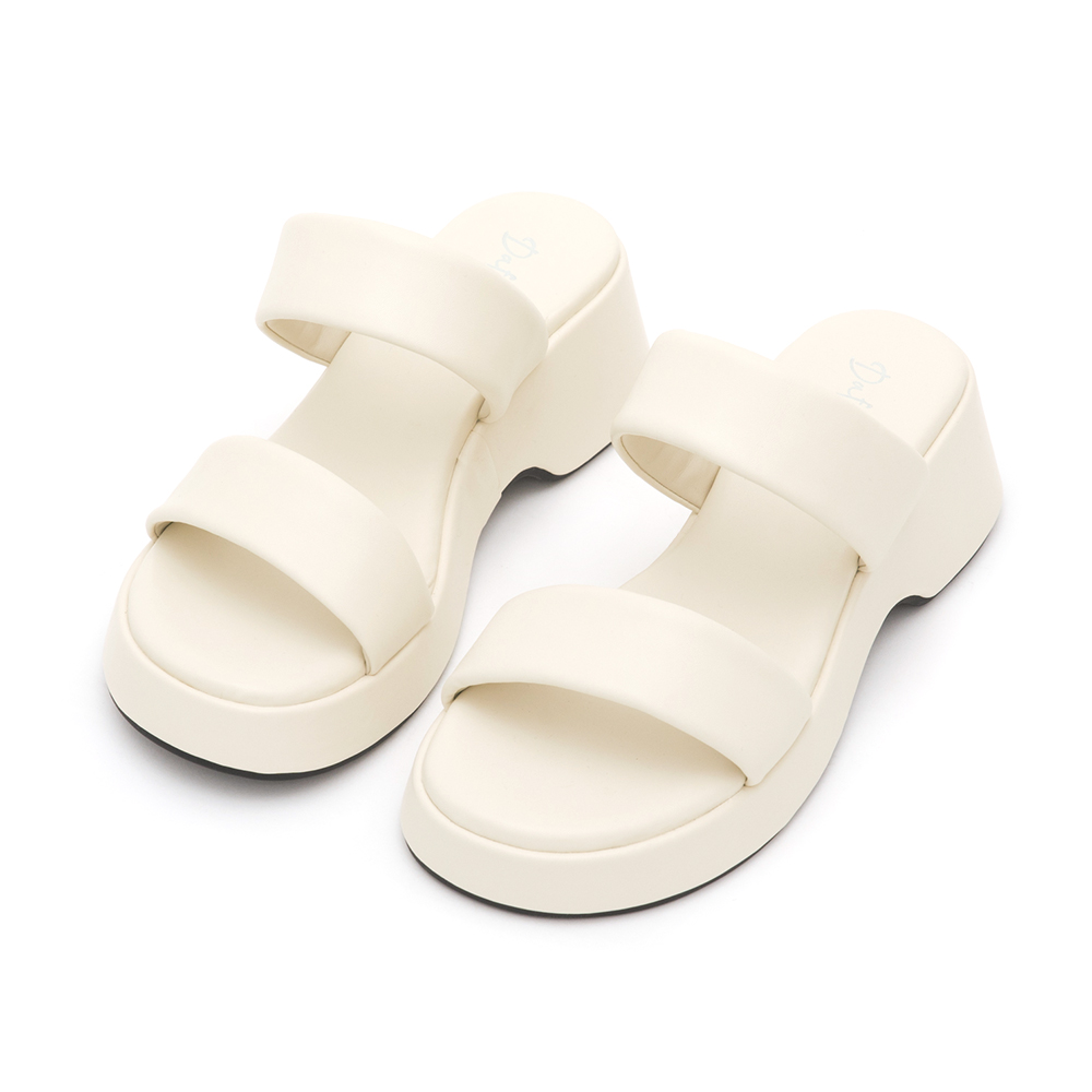 Double-Strap Platform Sandals Beige