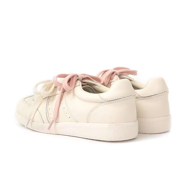 Two-Tone Laces Leather German Trainer Shoes Beige