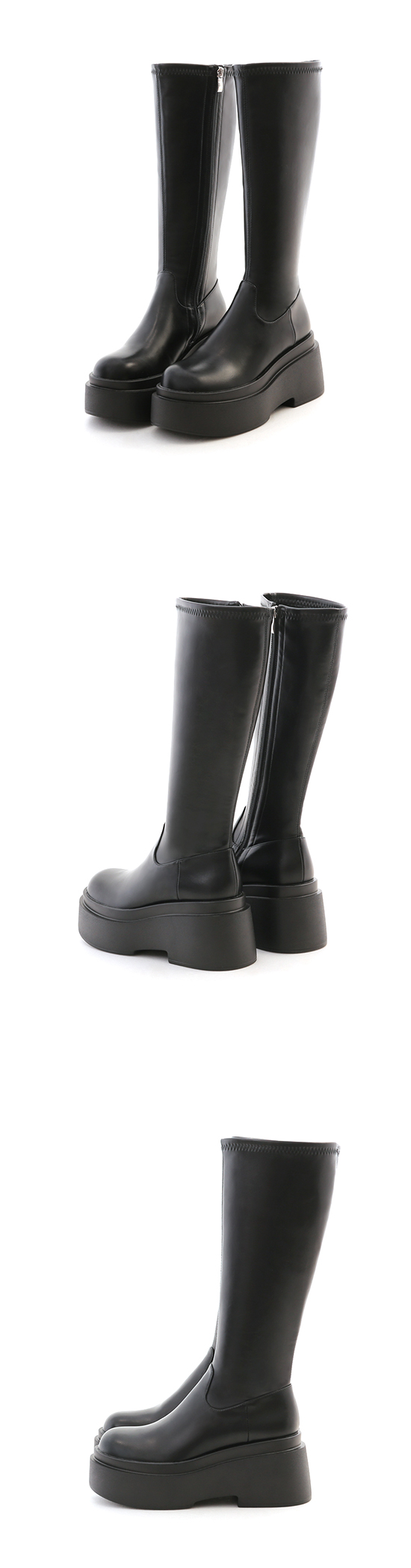 Chunky Sole Slimming Tall Boots Black