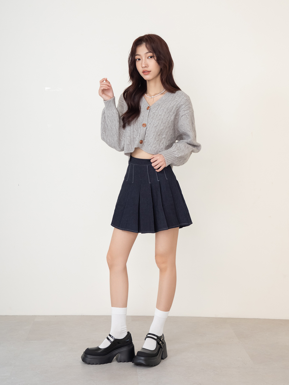 甜酷爆擊雙帶厚底瑪莉珍鞋 黑色