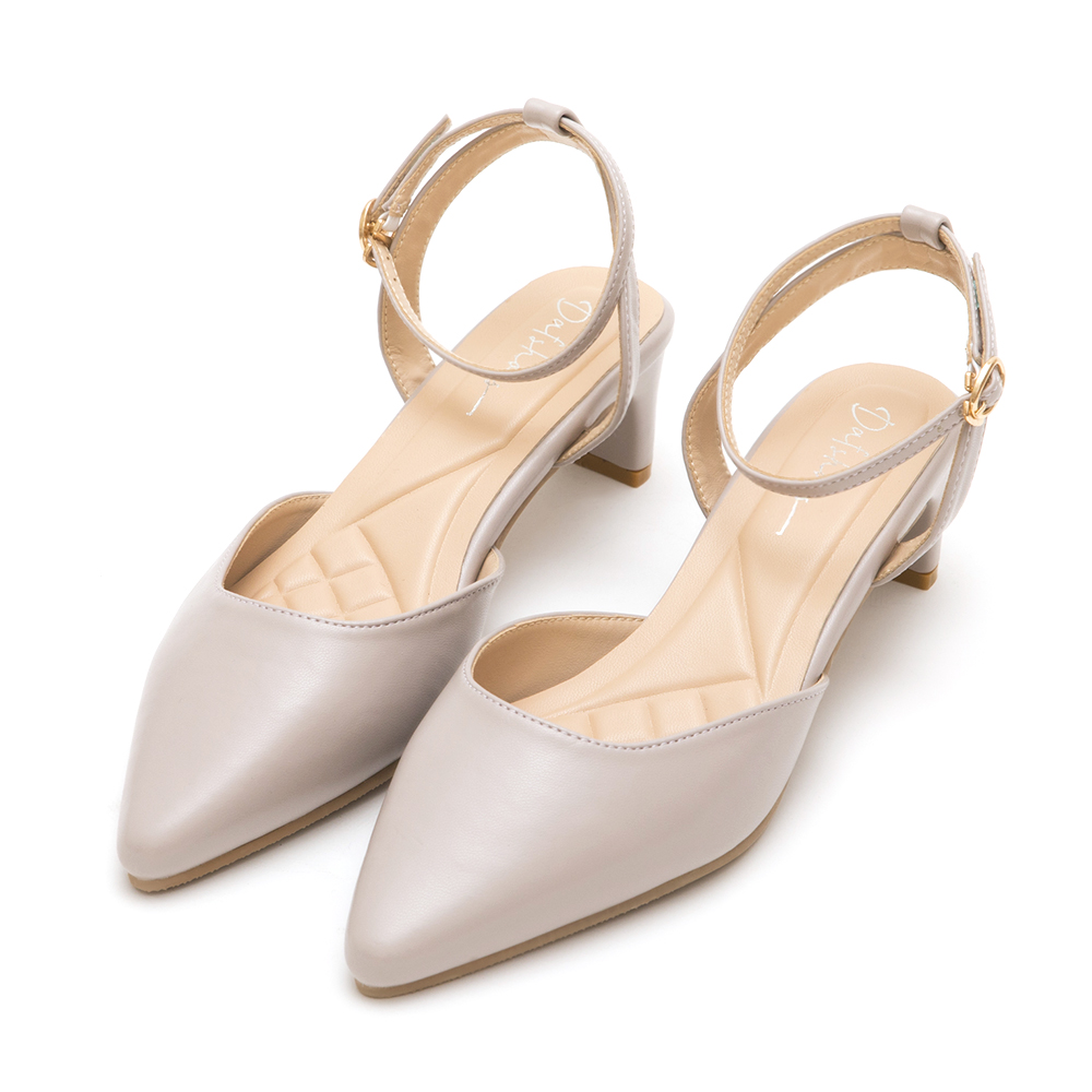 Elegant Pointed-Toe Flat Mary Jane Shoes Grey