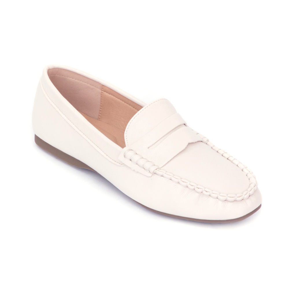 秋冬輕著4D氣墊豆豆底樂福鞋 米白色