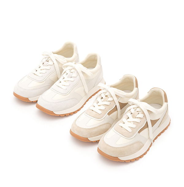 Korean-Style Genuine Leather Retro Casual Sneakers Pink