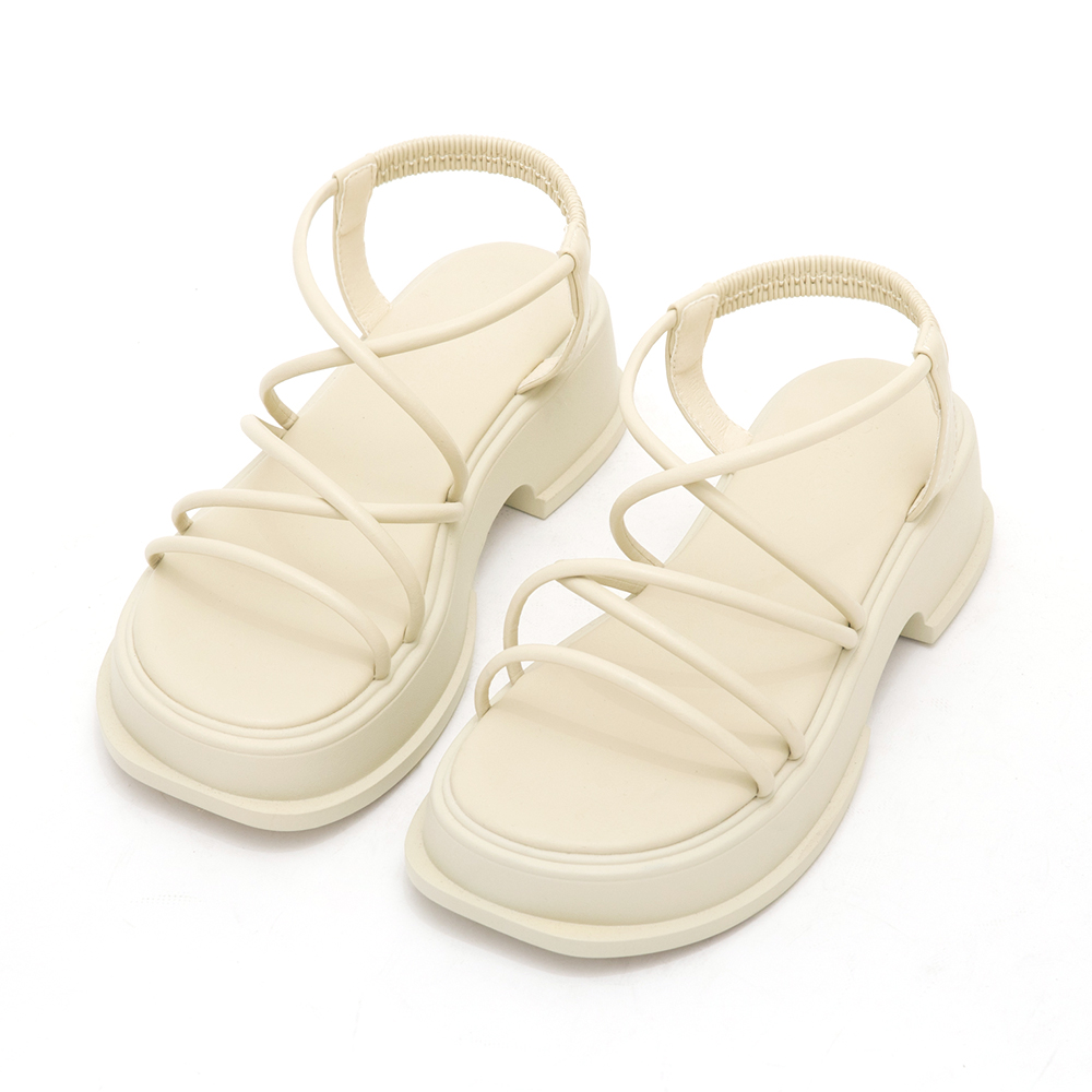 Cross Strap Thick Sole Sandals 米