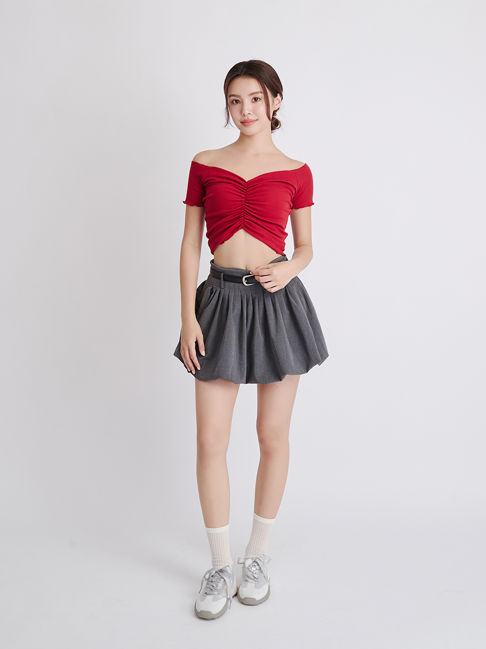 運動小仙女緞帶芭蕾休閒鞋 灰