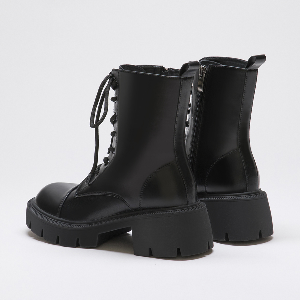 Chunky Sole Lace-Up Martin Boots Black │ D+AF Official Online Shop