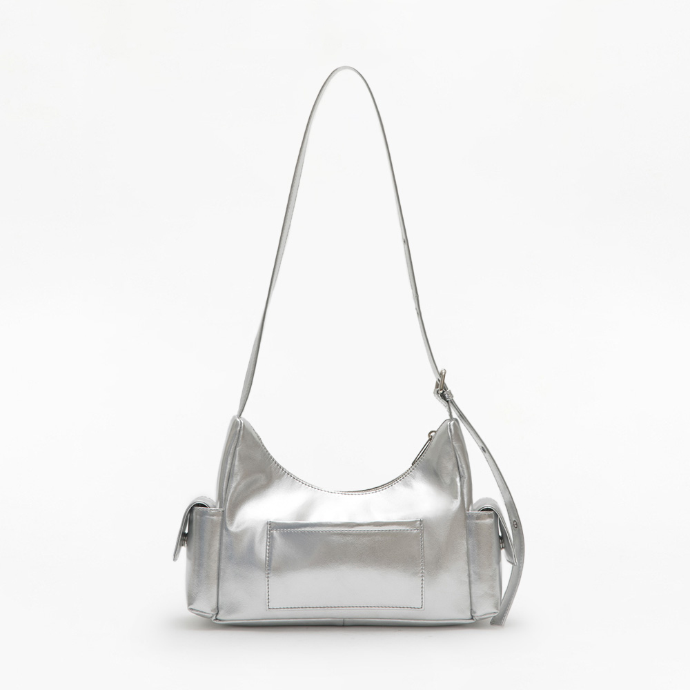 Double Pocket Sling Bag Silver