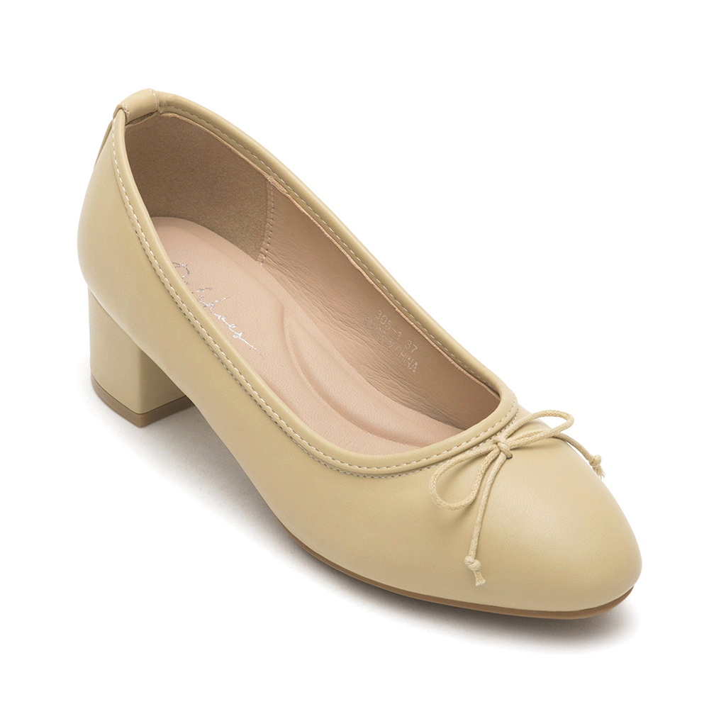 4D氣墊中跟芭蕾娃娃鞋 黃