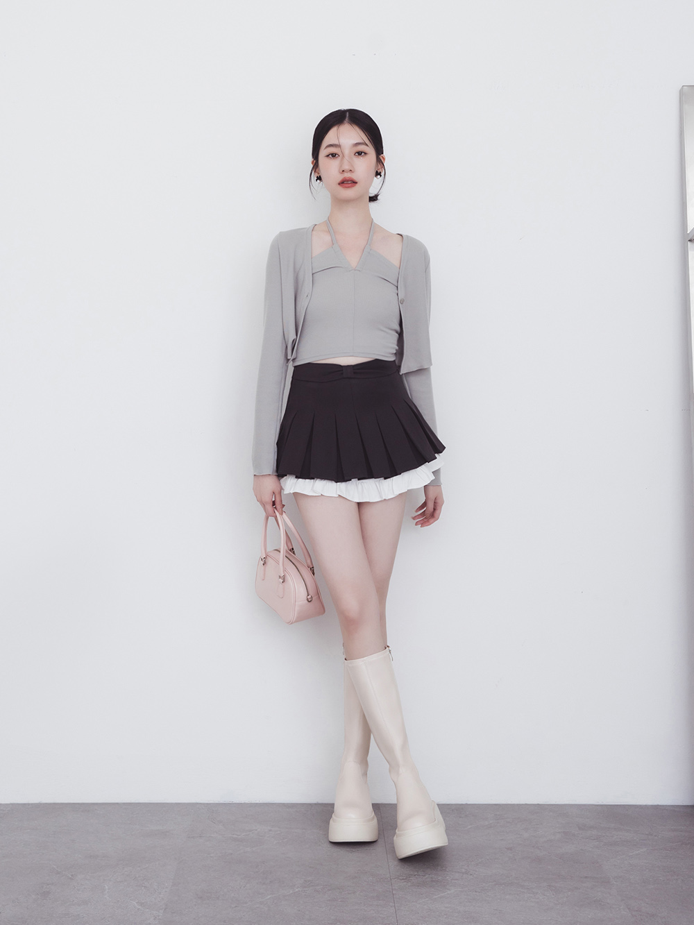 時髦大長腿．Plus級加厚鬆糕底瘦瘦長靴 香草米