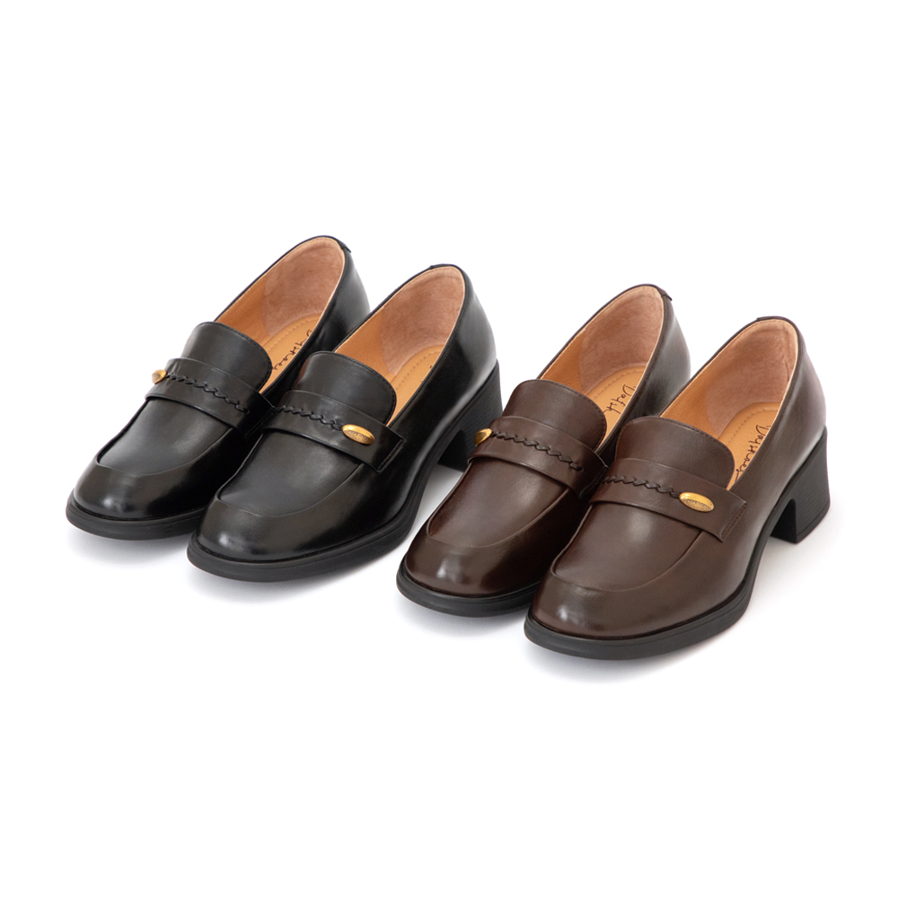 【真皮系列】編織小金豆靜音樂福鞋 棕色