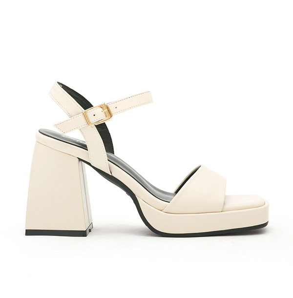 Single-Strap High-Heeled Platform Sandals Beige