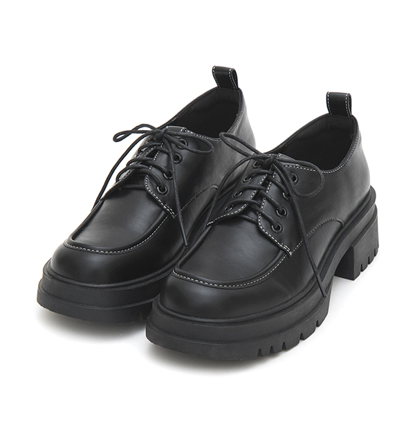 Platform Lace-Up Derby Shoes Black