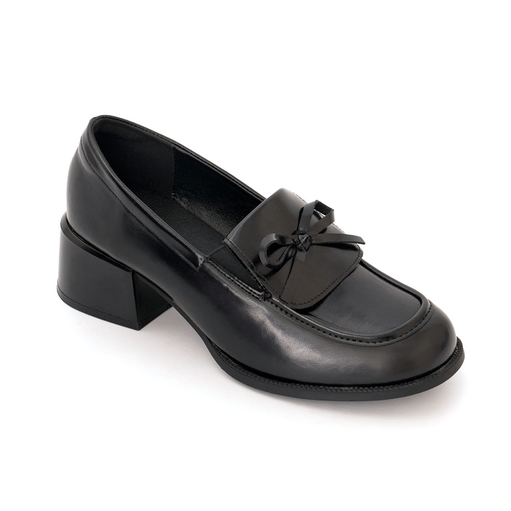 校花指定小蝴蝶結中跟樂福鞋 黑色