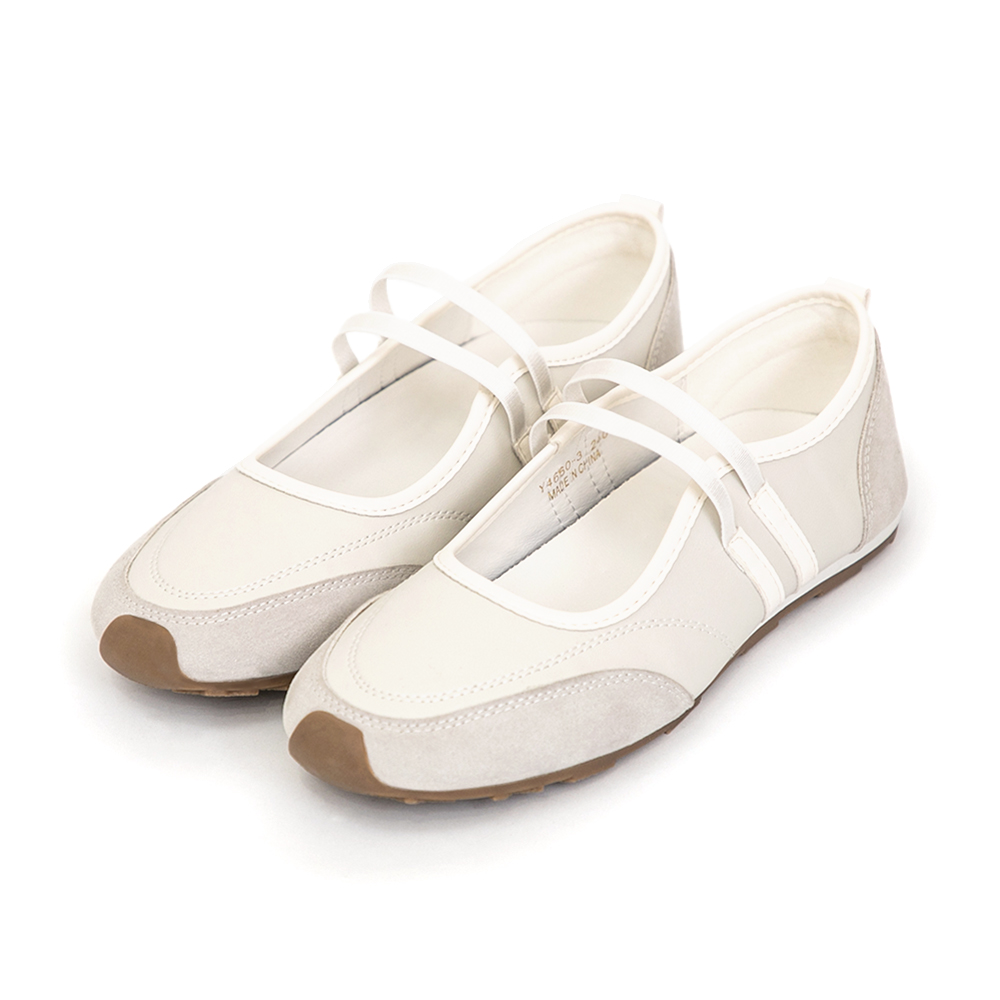 青春無敵雙帶機能芭蕾鞋 米