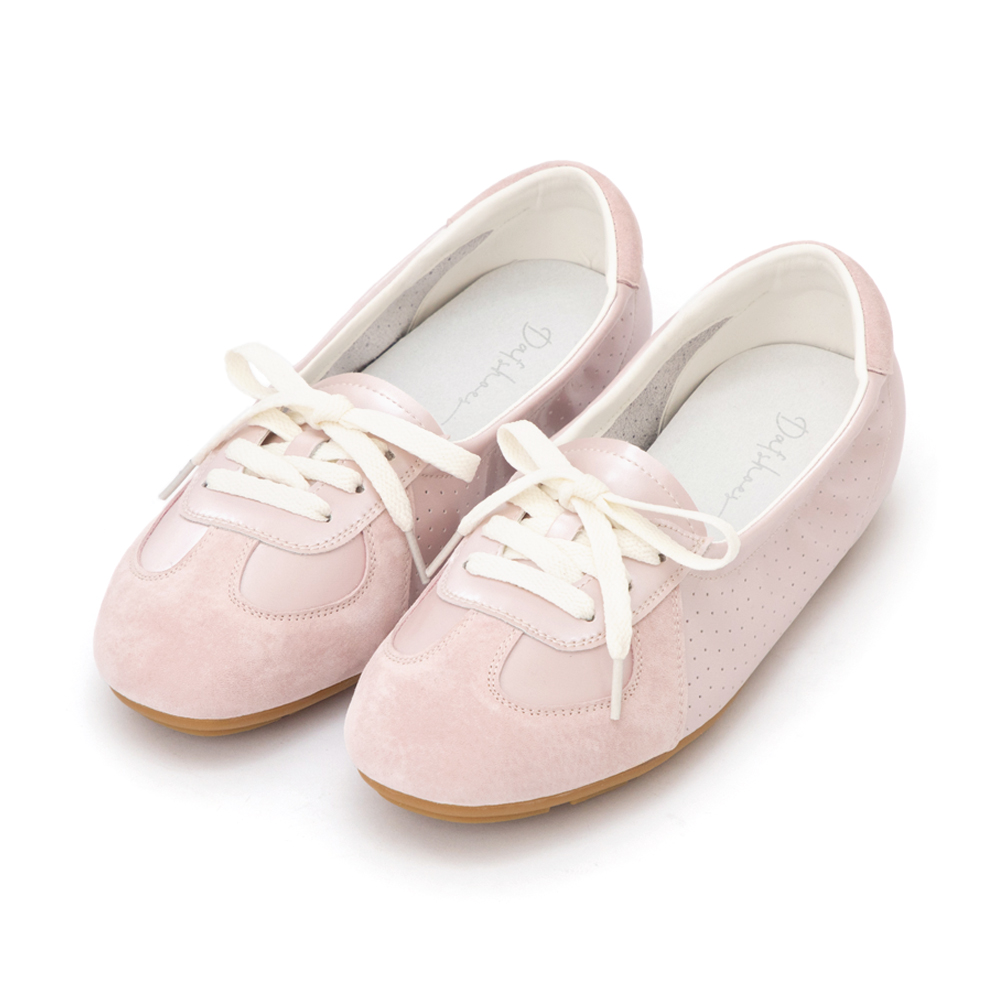粉彩系列真皮綁帶淺口休閒鞋 粉色