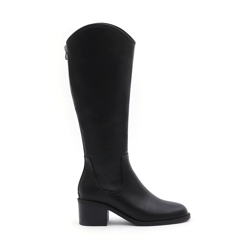 V-Cut Memory Foam Slim Long Boots Black