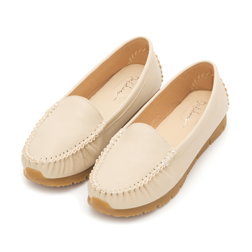 MIT Plain Platform Moccasins Cream