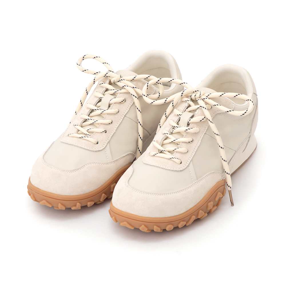  機能增高真皮阿甘休閒鞋 米白