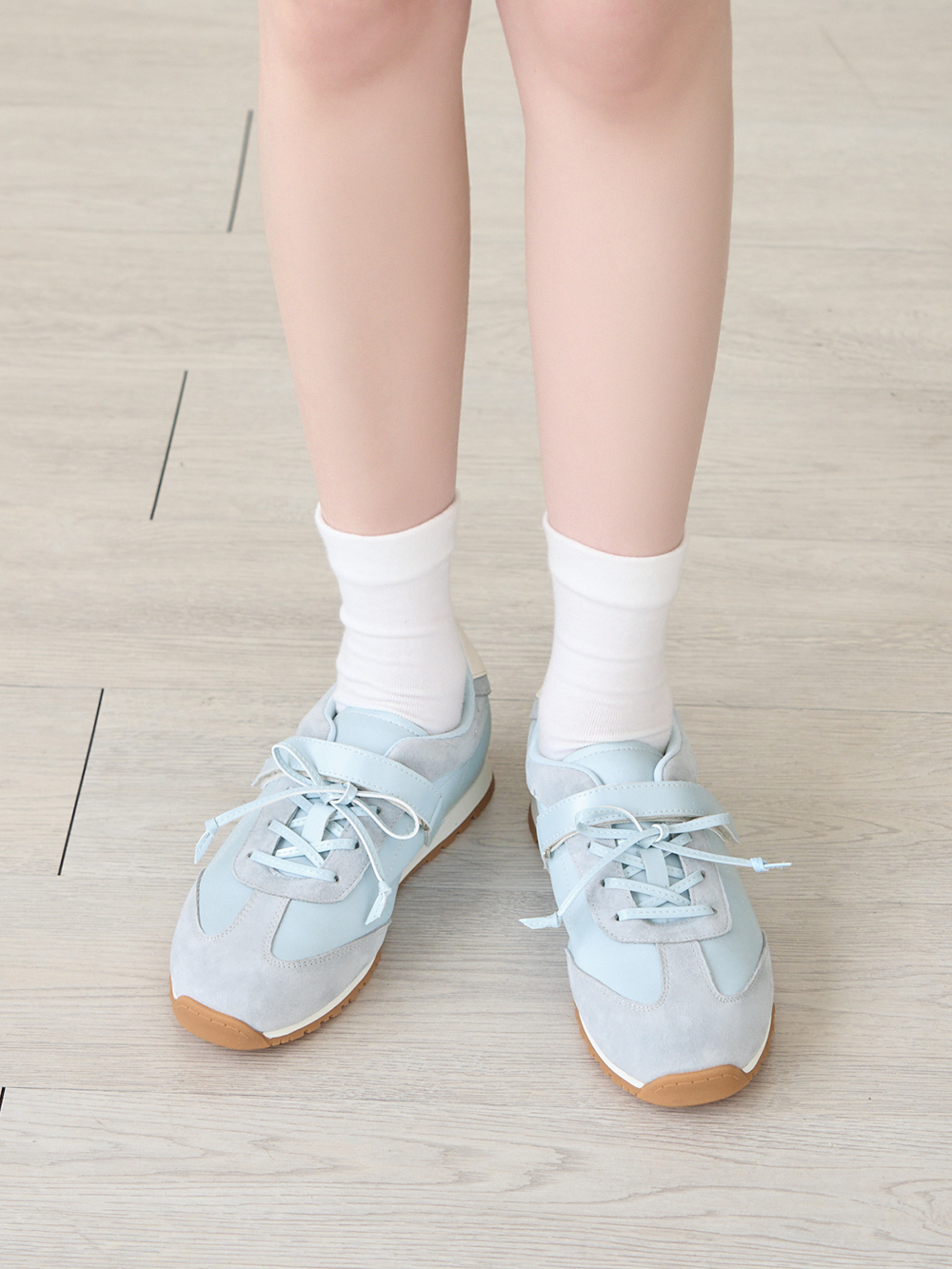 粉彩系列OK繃貼真皮休閒鞋 藍色