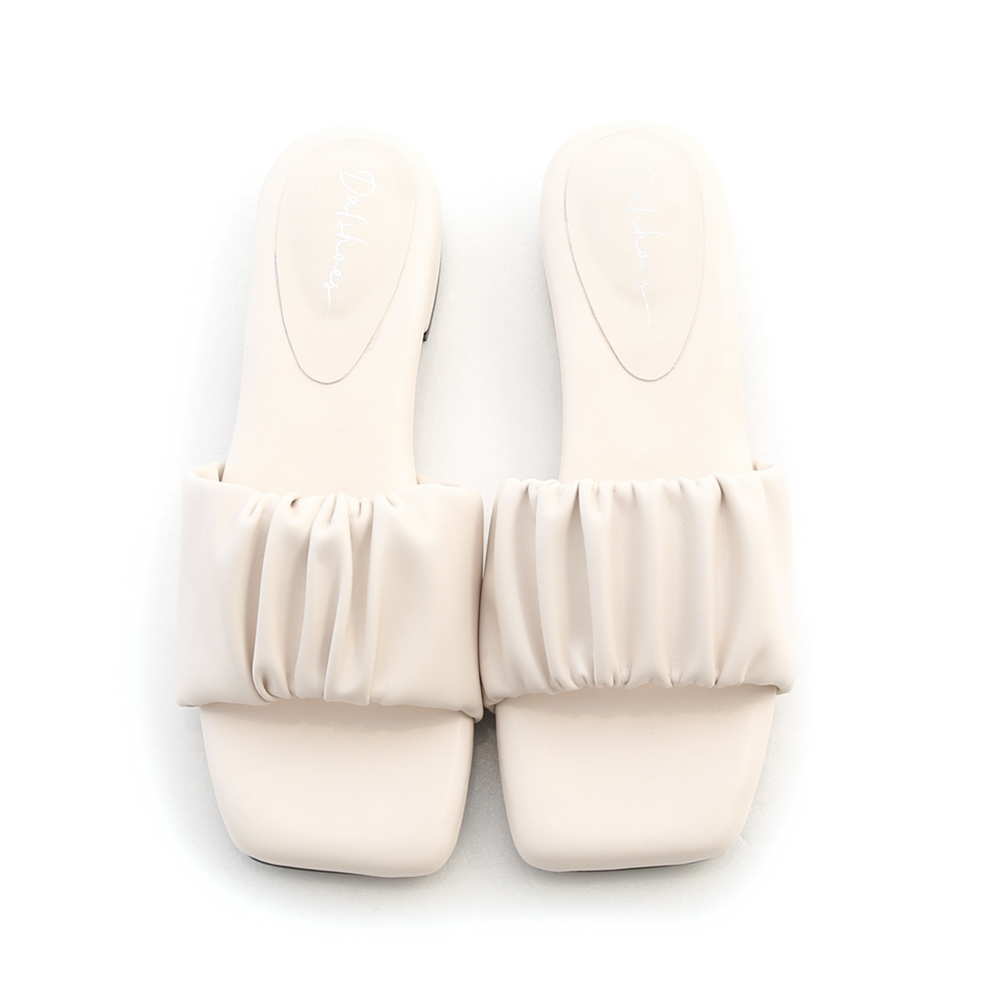 Ruched Puffy Cushioned Sandals Vanilla