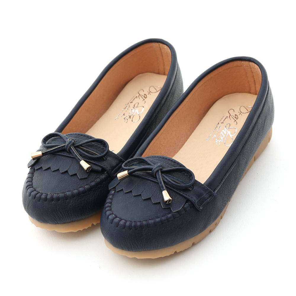 MIT Bow and Fringe Detail Moccasins Blue