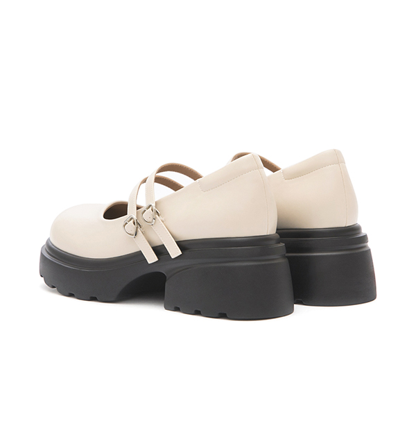 甜蜜愛心釦雙帶輕量瑪莉珍鞋 米白