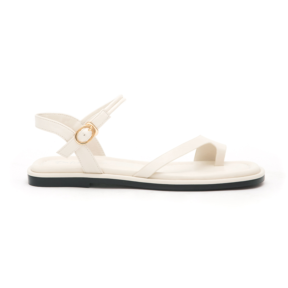 Chic Style Diagonal Strap Toe-Loop Flat Sandals 米