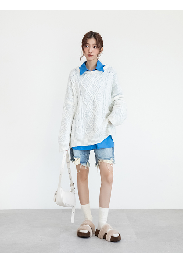 軟萌毛毛一字雙帶厚底拖鞋 杏色