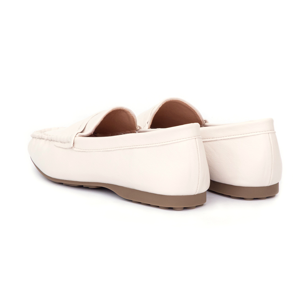 秋冬輕著4D氣墊豆豆底樂福鞋 米白色