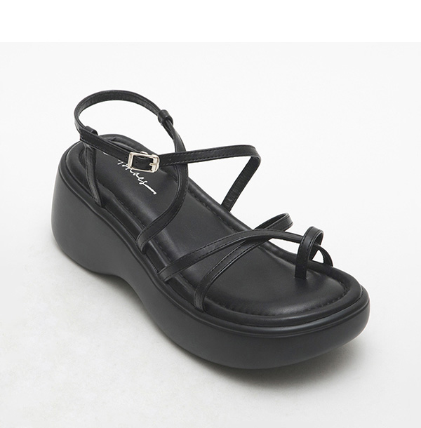 Strappy Lightweight Platform Sandals Black