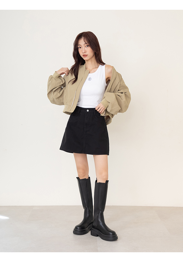 時尚型女輕量底切爾西長靴 黑色