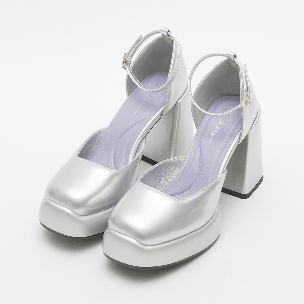 Platform Heel Mary Jane Shoes 科技銀