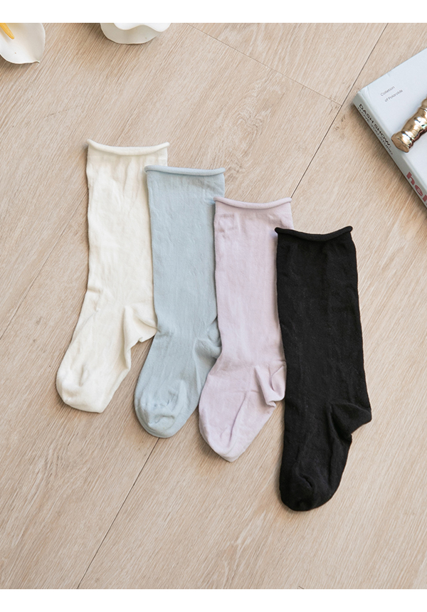 韓系柔美半筒襪 淺紫色