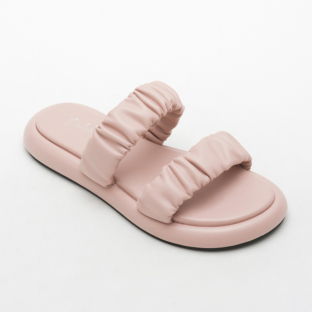 Dreamy Comfy Ruched Double Strap Sandals Pink
