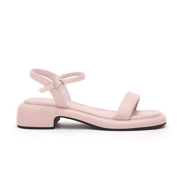 Single-Strap Low-Heeled Sandals Pink