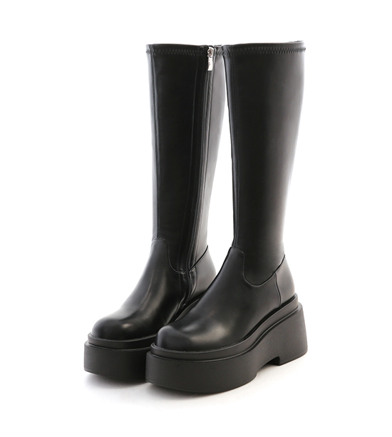 Chunky Sole Slimming Tall Boots Black