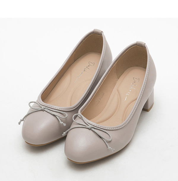 4D Cushioned Mid-Heel Ballets Shoes Grey