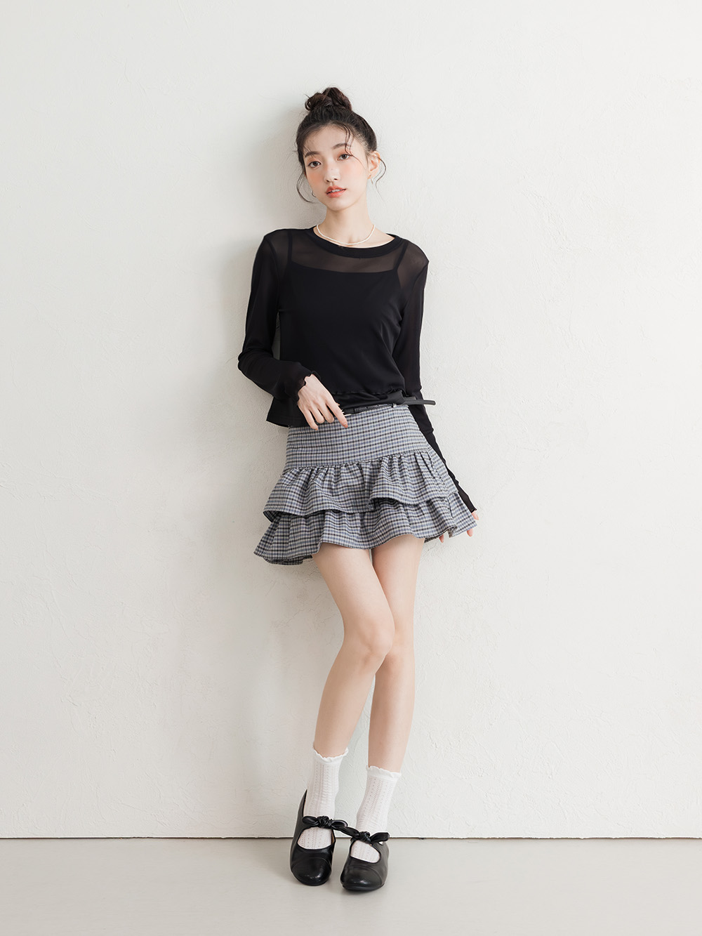 可愛啾啾蝴蝶結小香風瑪莉珍鞋 黑