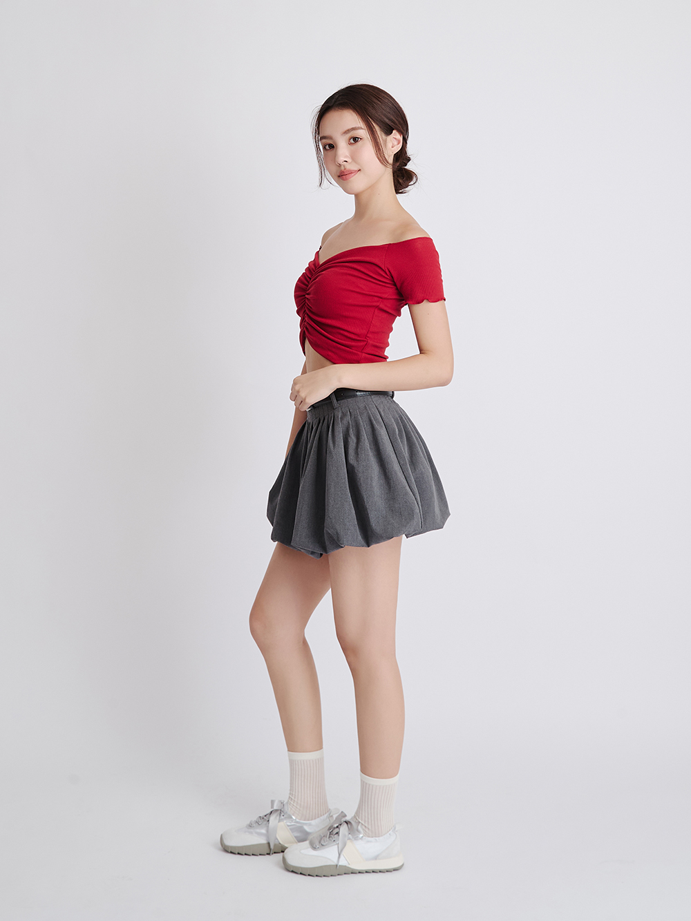 運動小仙女緞帶芭蕾休閒鞋 灰