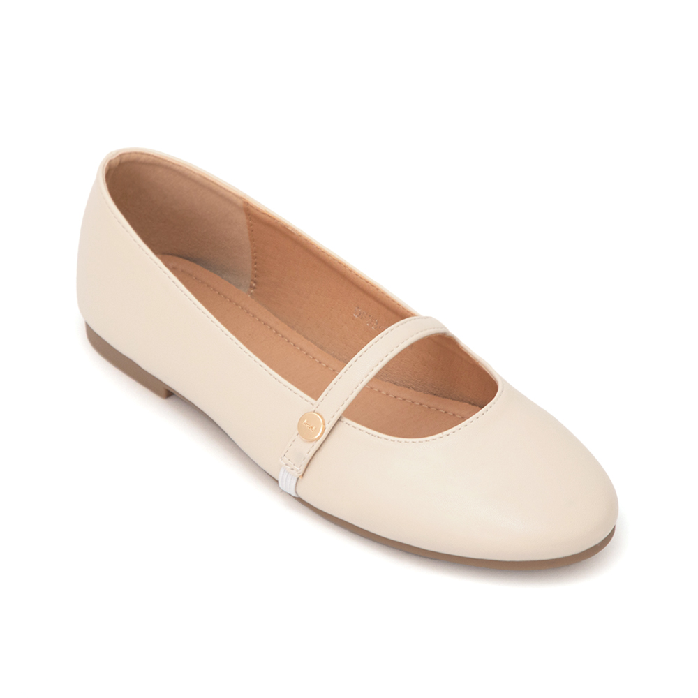 圓頭學院平底瑪莉珍娃娃鞋 米白色