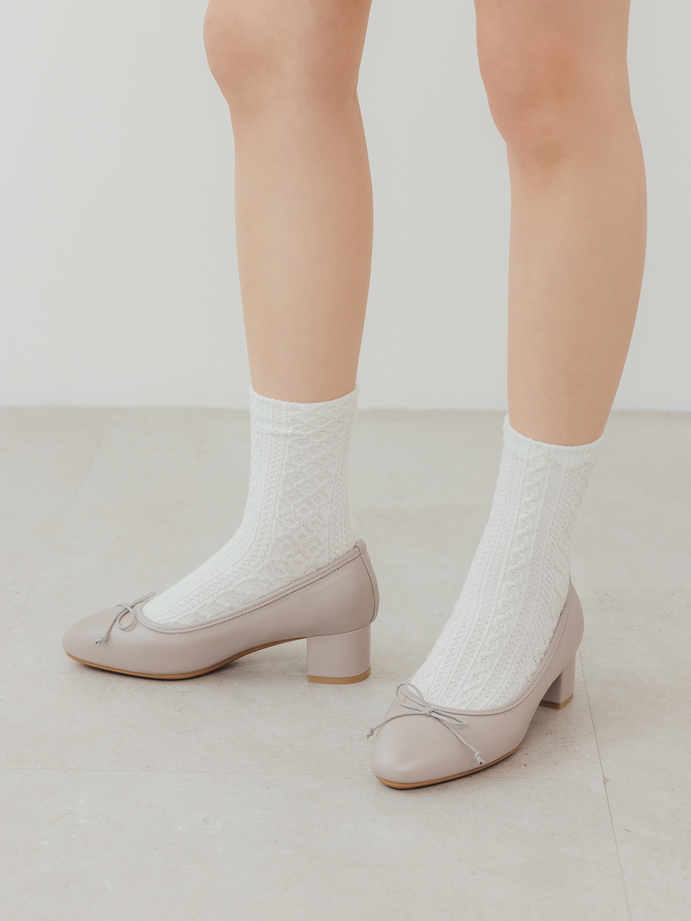 4D氣墊中跟芭蕾娃娃鞋 冰河灰