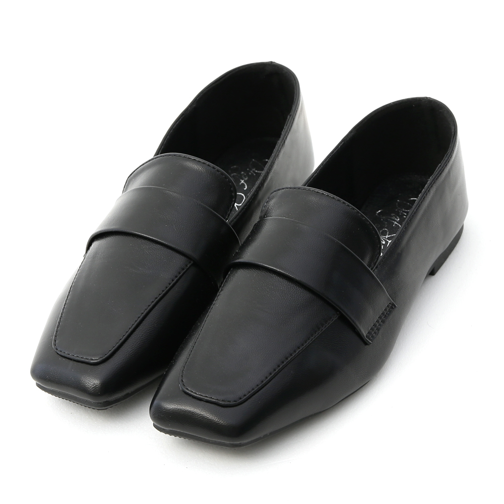 独创设计.斜方头低跟乐福鞋