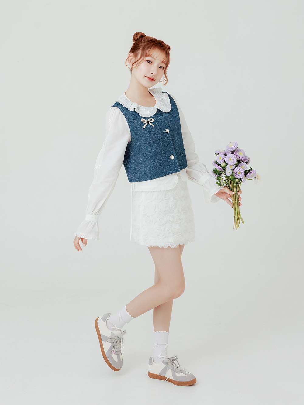 【Disney】牡蠣寶寶小掛飾真皮德訓鞋 灰色