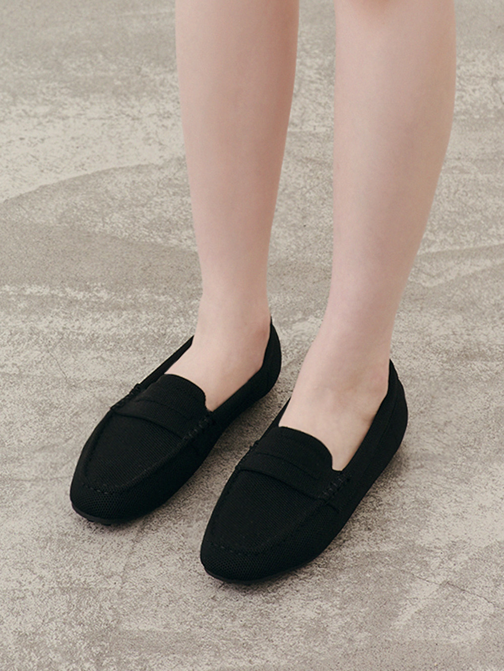 【3D零感雲織鞋】通勤款樂福豆豆鞋 午夜黑