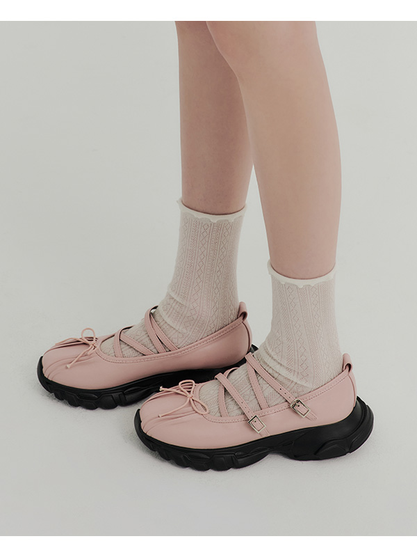 Bowtie Cross-Straps Mary Jane Sneakers Pink