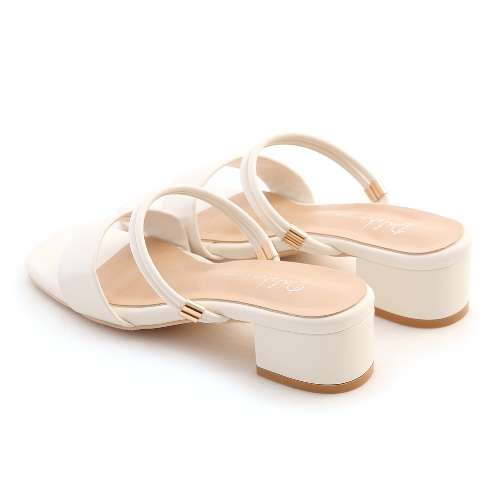 Two-ways Single Strap Low Heel Sandals White