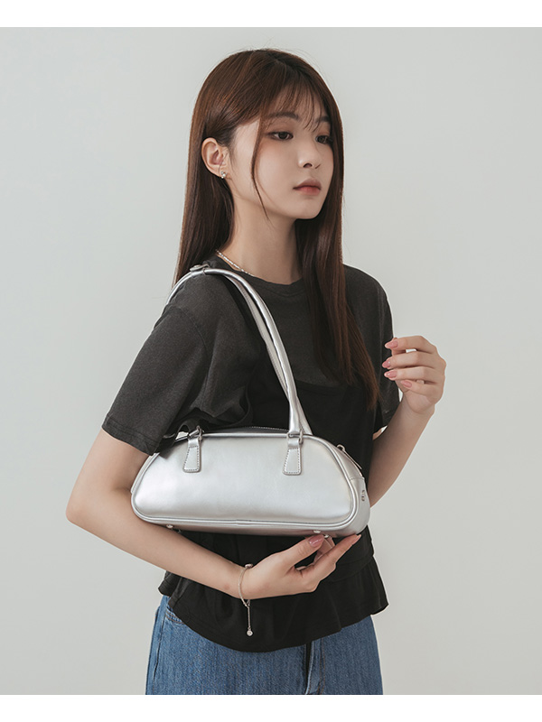 Shoulder Baguette Bag Silver