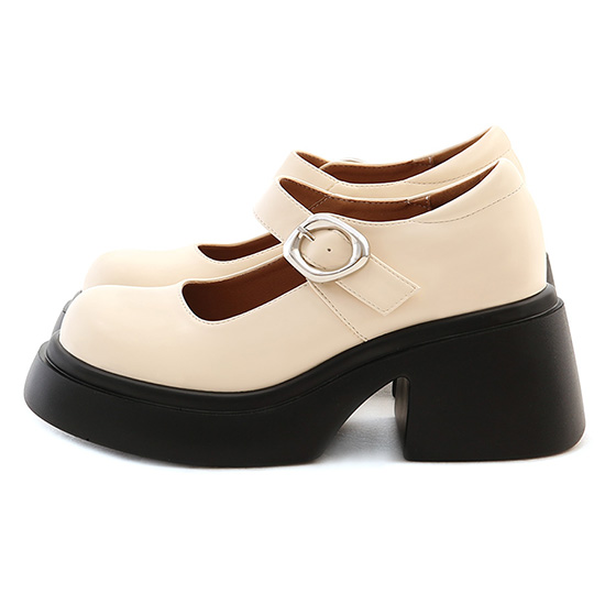 Lightweight Thick Sole Buckle Mary Jane Shoes Vanilla