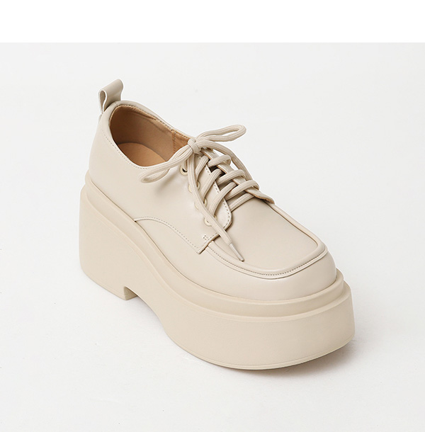 Chunky Sole Lace-up Derby Shoes Vanilla